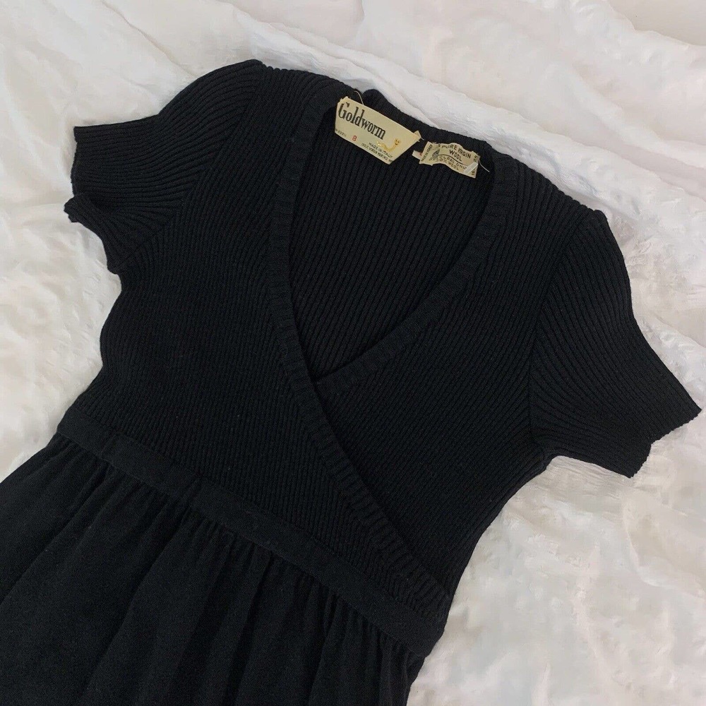 Vintage Goldworm Black Wool Sweater Dress sz Small - Picture 1 of 12